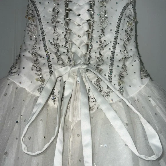 Mori Lee Beaded Ball Gown Dress 3/4 Sweetheart Corset Tulle – Formal/Quinceañera - Picture 6 of 10